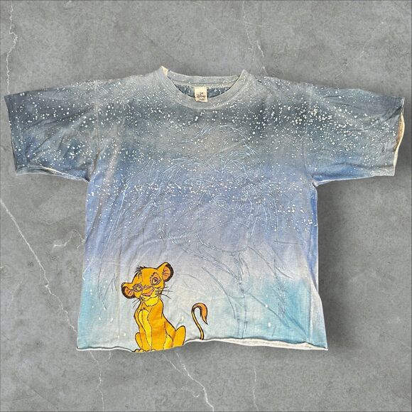 Vintage 90s Disney Lion King Mufasa Simba T-Shirt Rare OSFA Cut - Picture 1 of 12